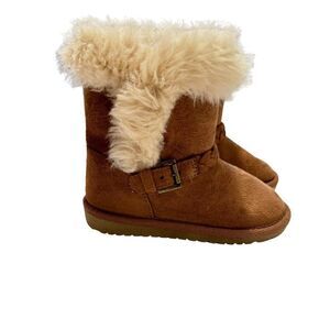 Children’s Place Girls Size 9 Brown Faux Suede Fur Boots  Winter Shoes